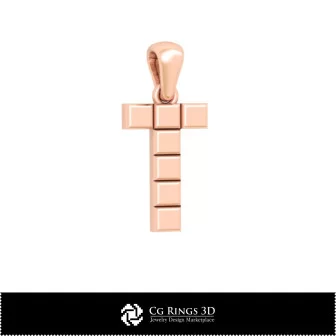 带字母T家居的3D CAD吊坠，珠宝3D CAD，吊坠3D CAD，3D字母吊坠