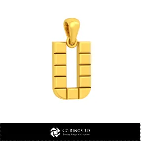 3D CAD Pendant With Letter U Home,  Jewelry 3D CAD, Pendants 3D CAD , 3D Letter Pendants