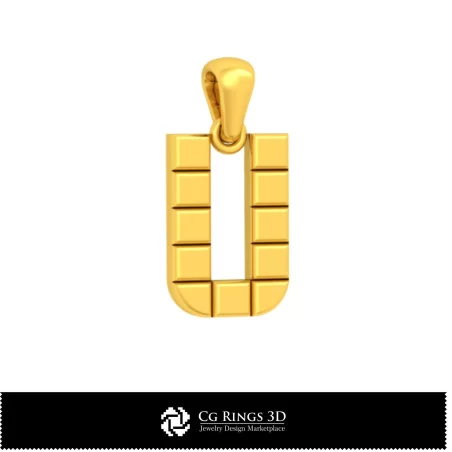 3D CAD Pendant With Letter U Home, Bijuterii 3D , Pandative 3D CAD, Pandativ cu Litere 3D 