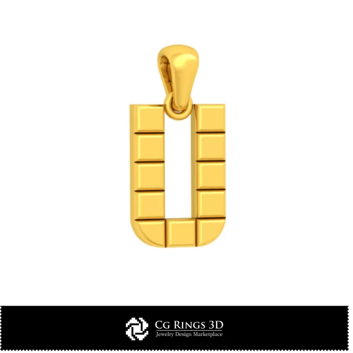 Colgante CAD 3D con letra U