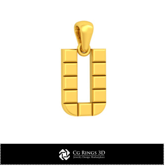 3D CAD Pendant With Letter U Home,  Jewelry 3D CAD, Pendants 3D CAD , 3D Letter Pendants