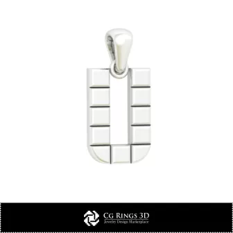 带字母U的3D CAD家居吊坠，珠宝3D CAD，吊坠3D CAD，3D字母吊坠