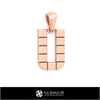 3D CAD Pendant With Letter U Home, Jewelry 3D CAD, Pendants 3D CAD , 3D Letter Pendants