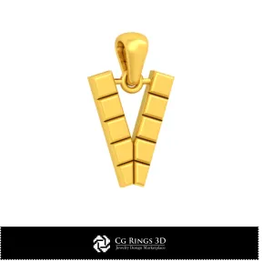 3D CAD Pendant With Letter V Home, Bijuterii 3D , Pandative 3D CAD, Pandativ cu Litere 3D 