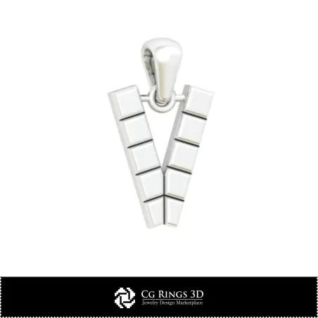 Colgante 3D CAD con la letra V