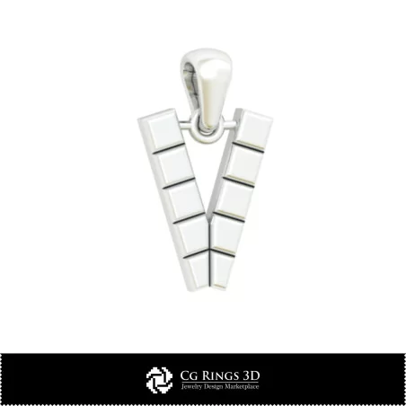 Colgante 3D CAD con la letra V