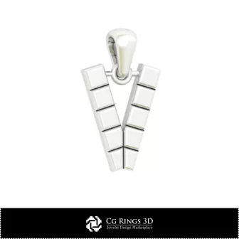 3D-CAD-Anhänger mit Buchstabe V für Zuhause, Schmuck 3D-CAD, Anhänger 3D-CAD, 3D-Buchstaben-Anhänger