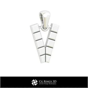 Pendentif 3D CAO avec lettre V Maison, Bijoux 3D CAO, Pendentifs 3D CAO, Pendentifs lettre 3D