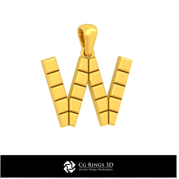 Pendentif 3D CAO avec lettre W