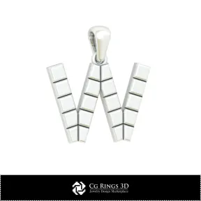 带字母 W 的 3D CAD 吊坠