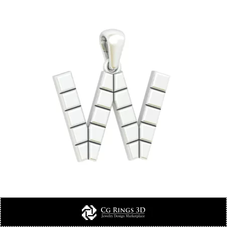 Pendente 3D CAD con lettera W