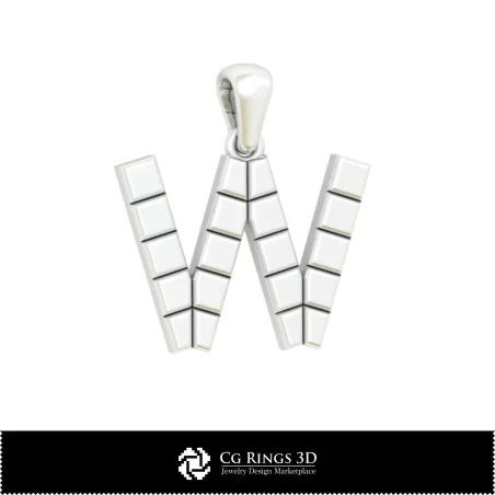 Pendentif 3D CAO avec lettre W