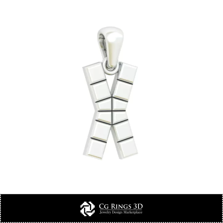 带字母 X 的 3D CAD 吊坠 带字母 X 的 3D CAD 吊坠