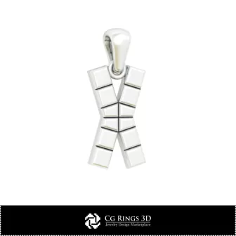 Ciondolo 3D CAD con lettera X Home, Gioielli 3D CAD, Ciondoli 3D CAD, Ciondoli a lettera 3D