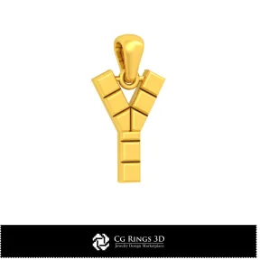 3D CAD Pendant With Letter Y Home, Bijoux 3D CAO, Pendentifs 3D CAO, Pendentifs Lettre 3D