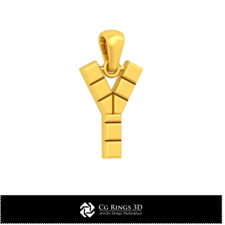 3D CAD Pendant With Letter Y Home, Bijuterii 3D , Pandative 3D CAD, Pandativ cu Litere 3D 