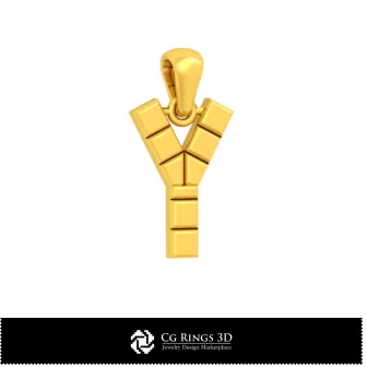 3D-CAD-Anhänger mit Buchstabe Y Home, Schmuck 3D-CAD, Anhänger 3D-CAD, 3D-Buchstaben-Anhänger