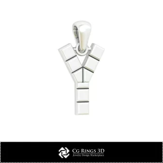 3D CAD Pendant With Letter Y Home, Bijoux 3D CAO, Pendentifs 3D CAO, Pendentifs Lettre 3D