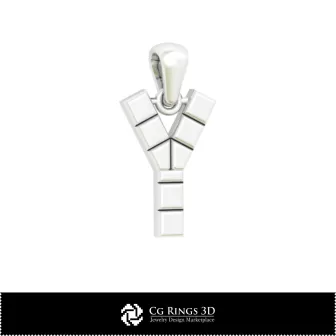 Pendentif 3D CAO avec lettre Y Maison, Bijoux 3D CAO, Pendentifs 3D CAO, Pendentifs lettre 3D