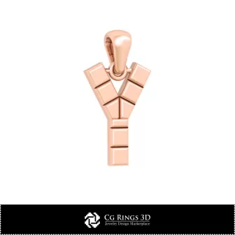 Ciondolo 3D CAD con lettera Y Casa, Gioielli 3D CAD, Ciondoli 3D CAD, Ciondoli con lettera 3D