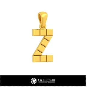 3D CAD Pendant With Letter Z Home, Bijoux 3D CAO, Pendentifs 3D CAO, Pendentifs Lettre 3D