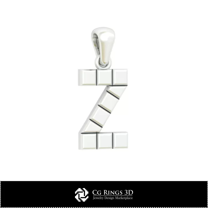 字母 Z 3D CAD 吊坠 字母 Z 3D CAD 吊坠