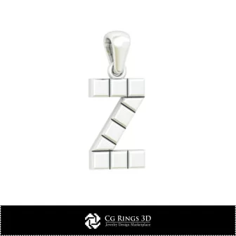 3D CAD Pendant With Letter Z Home, Jewelry 3D CAD, Pendants 3D CAD , 3D Letter Pendants