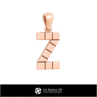 Pandantiv 3D CAD cu litera Z Acasă, Bijuterii 3D CAD, Pandantive 3D CAD, Pandantive cu litere 3D