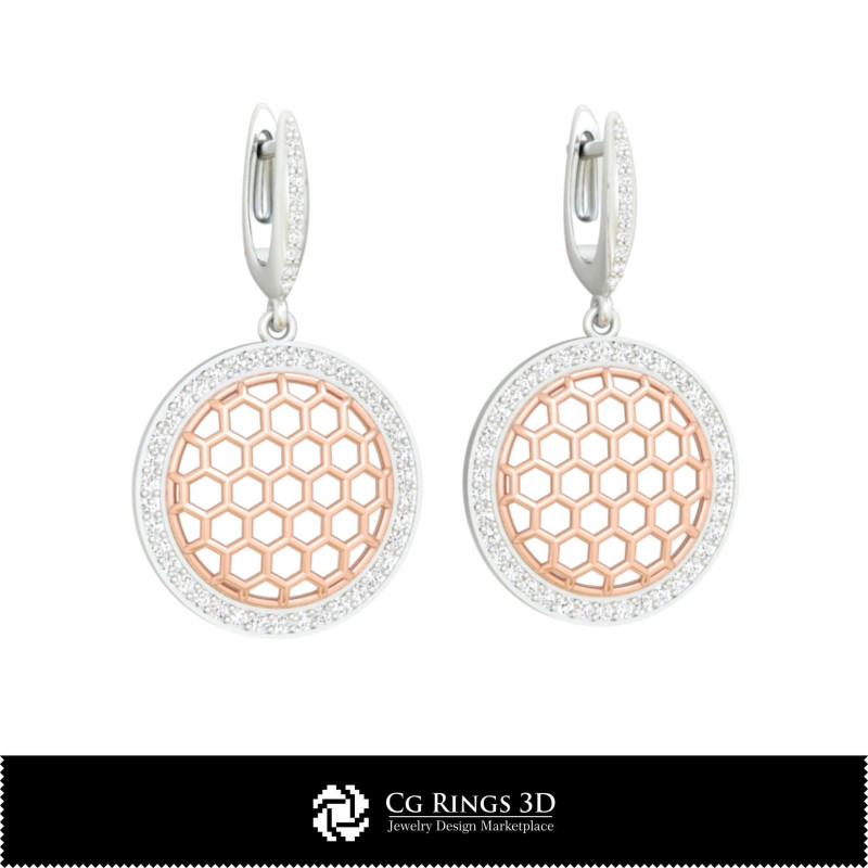 3D CAD Hexagon  Earrings