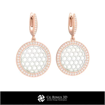 3D CAD Hexagon Earrings Home, Bijoux 3D CAO, Boucles D'oreilles 3D CAO, Boucles D'oreilles Diamant 3D, Boucles D'oreilles 3D 