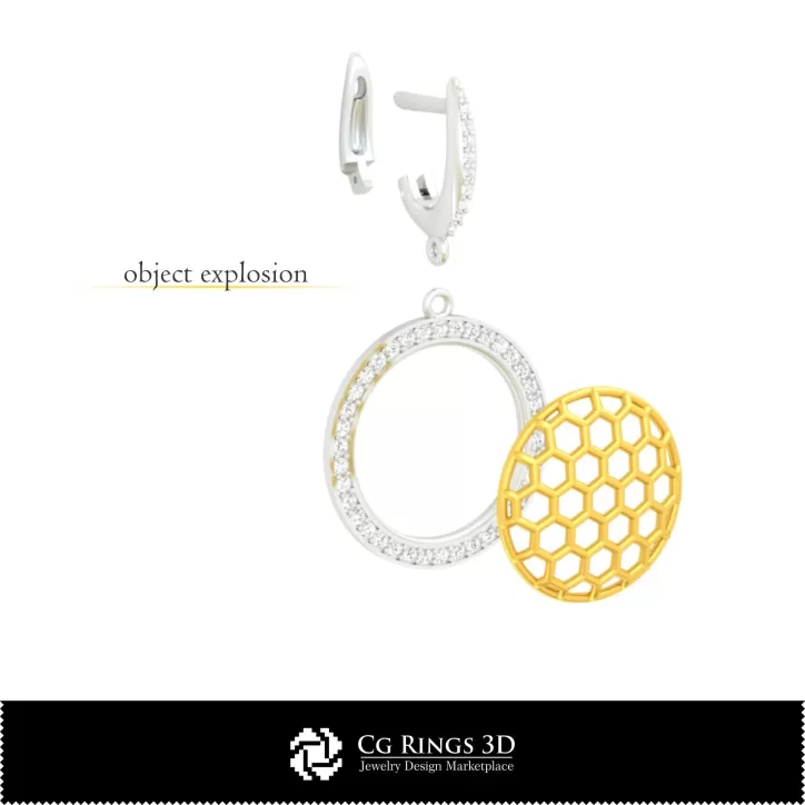 Orecchini esagonali 3D CAD