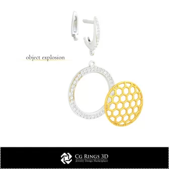 3D CAD Hexagon Earrings Home, Bijoux 3D CAO, Boucles D'oreilles 3D CAO, Boucles D'oreilles Diamant 3D, Boucles D'oreilles 3D 