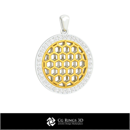 3D CAD Hexagon  Pendant