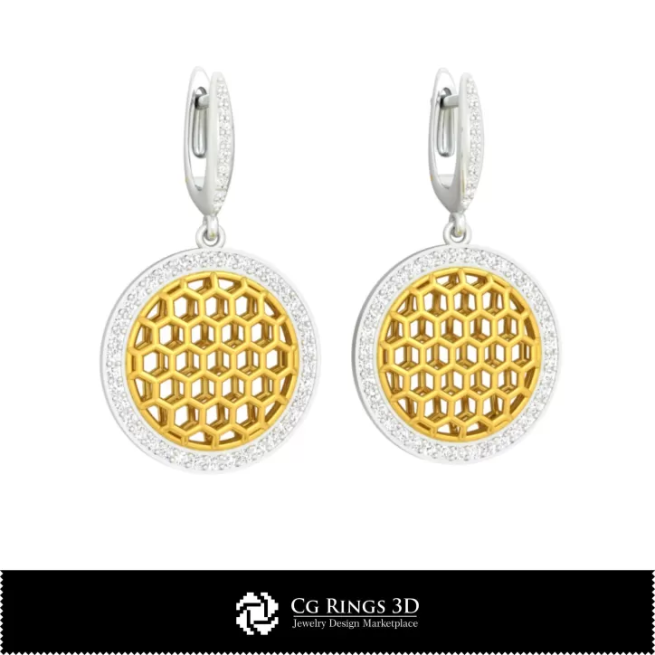 Orecchini esagonali 3D CAD