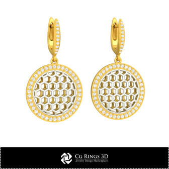 3D CAD Hexagon  Earrings Home, Bijoux 3D CAO, Boucles D'oreilles 3D CAO, Boucles D'oreilles Diamant 3D, Boucles D'oreilles 3D 