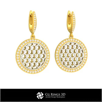 Boucles d'oreilles hexagone 3D CAO Maison, Bijoux 3D CAO, Boucles d'oreilles 3D CAO, Boucles d'oreilles diamant 3D, Boucles