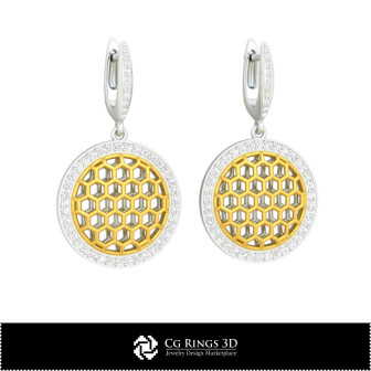 3D CAD Hexagon  Earrings Home, Bijoux 3D CAO, Boucles D'oreilles 3D CAO, Boucles D'oreilles Diamant 3D, Boucles D'oreilles 3D 