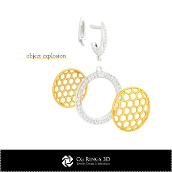3D CAD Hexagon  Earrings Home,  Jewelry 3D CAD, Earrings 3D CAD , 3D Diamond Earrings, 3D Drop Earrings