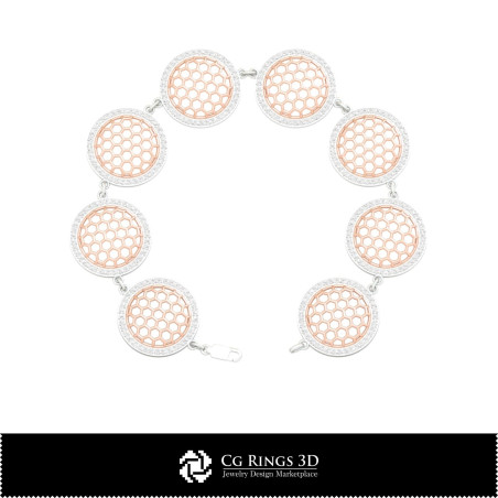 3D CAD Hexagon Bracelet Home, Bijuterii 3D , Bratari 3D CAD, Bratari cu Diamante 3D, Bratari 3D