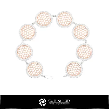 Pulsera hexagonal CAD 3D para el hogar, Joyería CAD 3D, Pulseras CAD 3D, Pulseras de diamantes 3D, Pulseras 3D