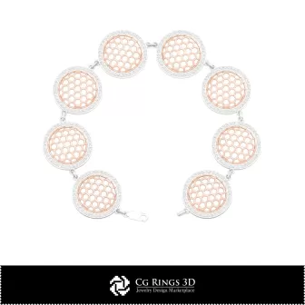 3D CAD 六角手链 家居、珠宝 3D CAD、手链 3D CAD、3D 钻石手链、3D 手链