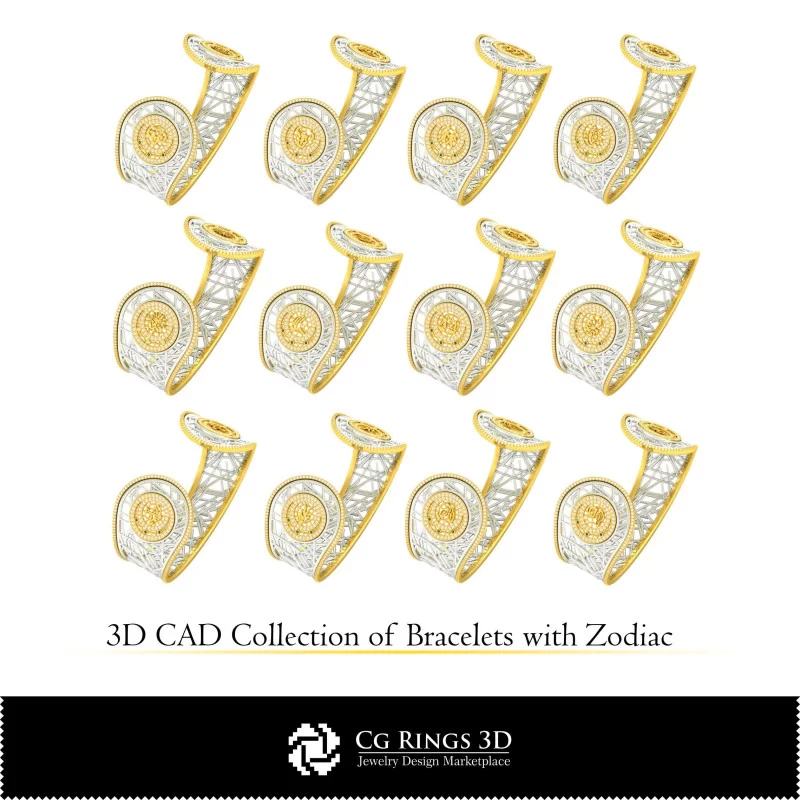 Colección 3D CAD de pulseras con signos del zodiaco