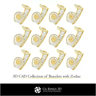 3D-CAD-Kollektion von Armbändern mit Sternzeichen Home, Schmuck 3D-CAD, Armbänder 3D-CAD, Schmuckkollektionen 3D-CAD,