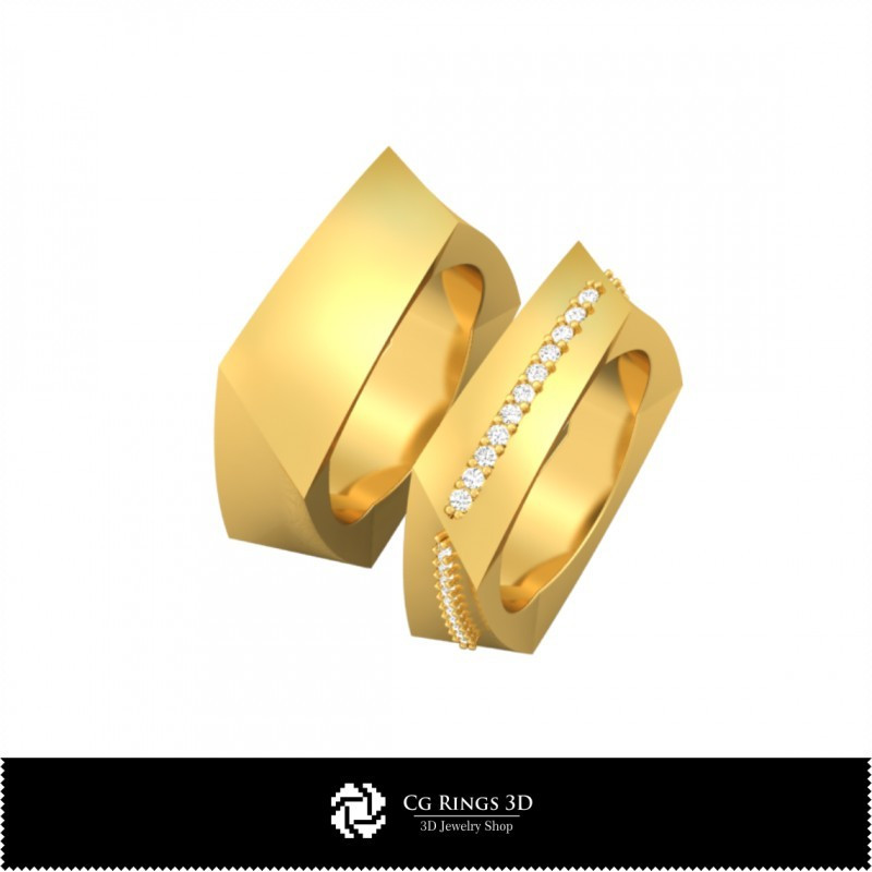 3D Wedding Ring With Diamonds Home,  Jewelry 3D CAD, Rings 3D CAD , Wedding Bands 3D