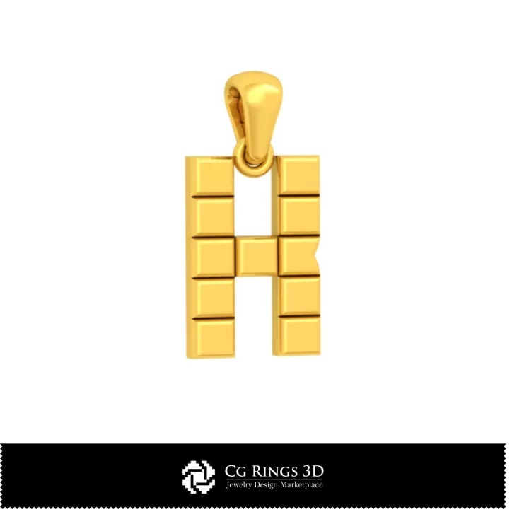 Colecție 3D CAD de pandantive cu inițiale