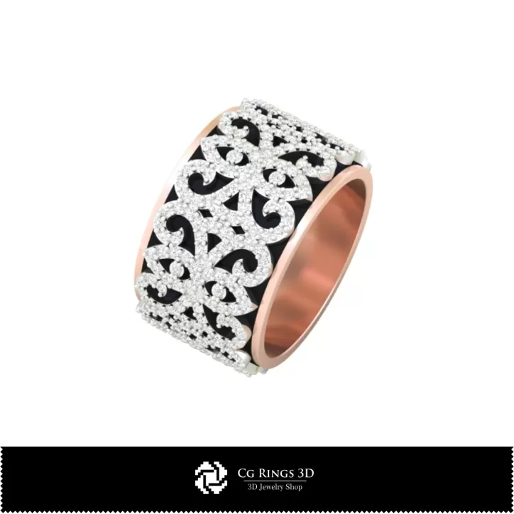 Damen-Trauringe mit Diamanten - Schmuck 3D-CAD