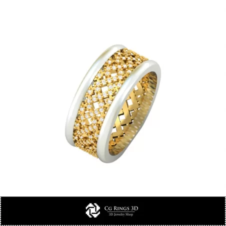 3D Ladies Wedding Bands With Diamonds