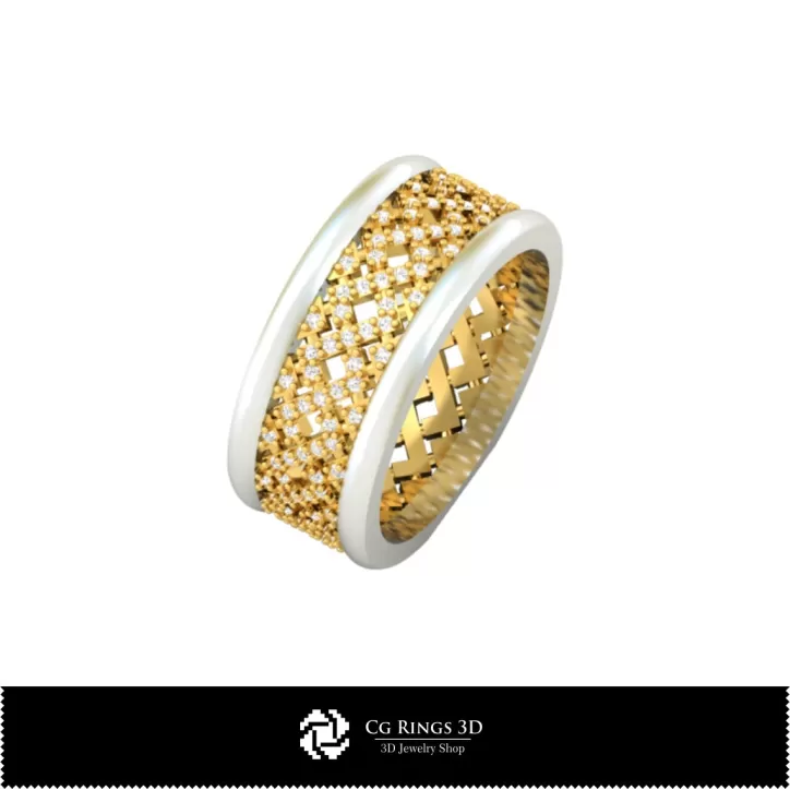 3D Damen-Eheringe mit Diamanten