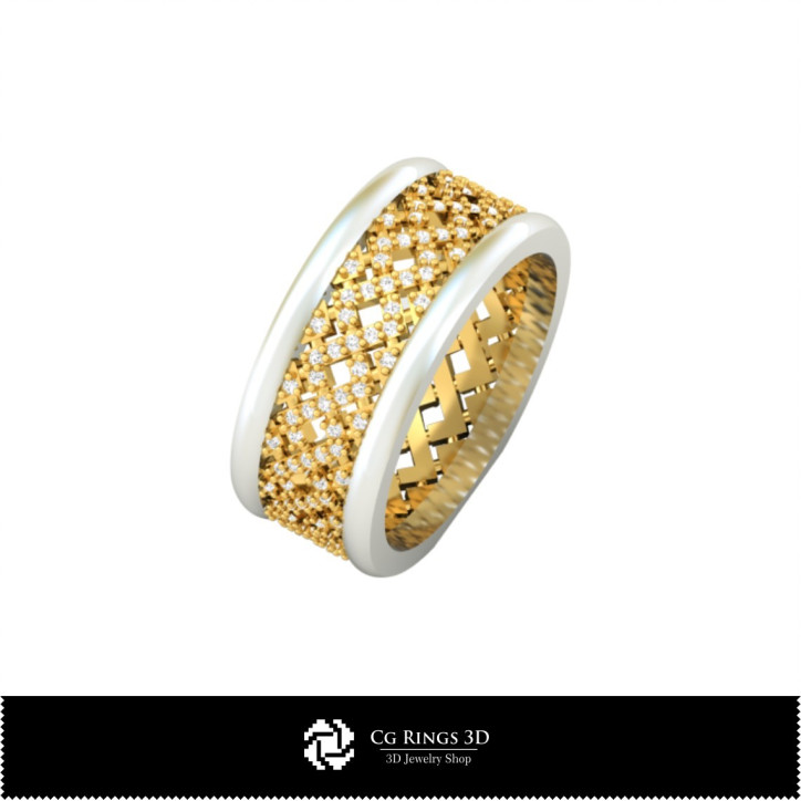 3D Ladies Wedding Bands With Diamonds