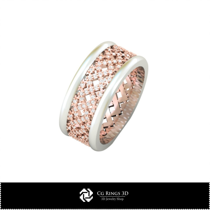 3D Ladies Wedding Bands With Diamonds